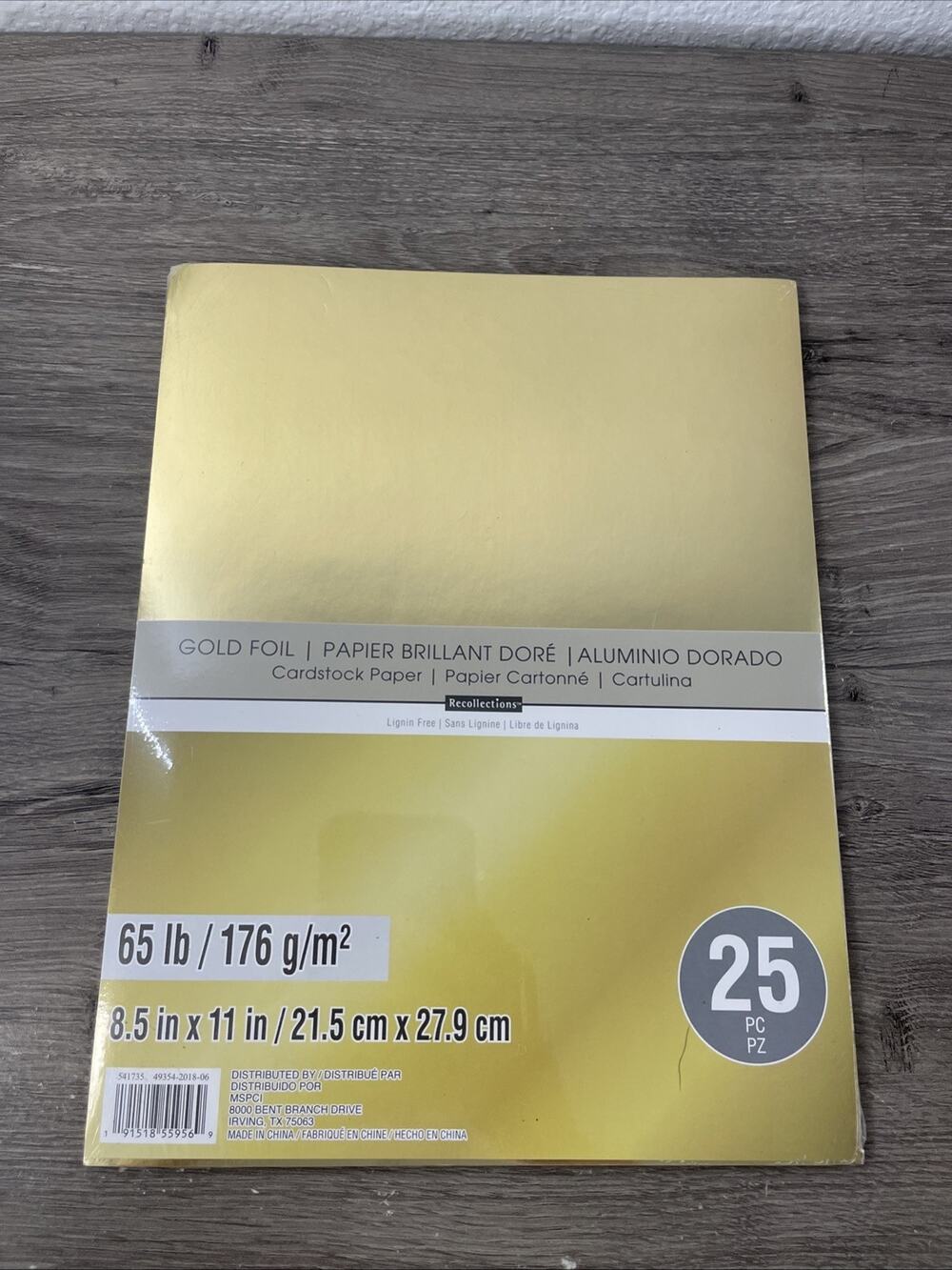 Recollections ALUMINIO DORADO Cardstock 8.5" x 11" 25 Sheets 65 lb
